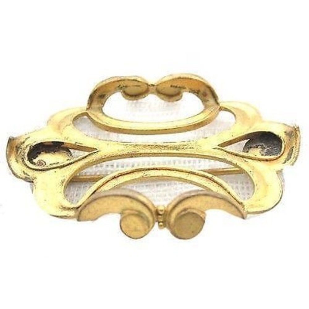 Vintage Ornate Gold Plated Art Deco Nouveau Style Brooch Setting Frame*42x29mm
